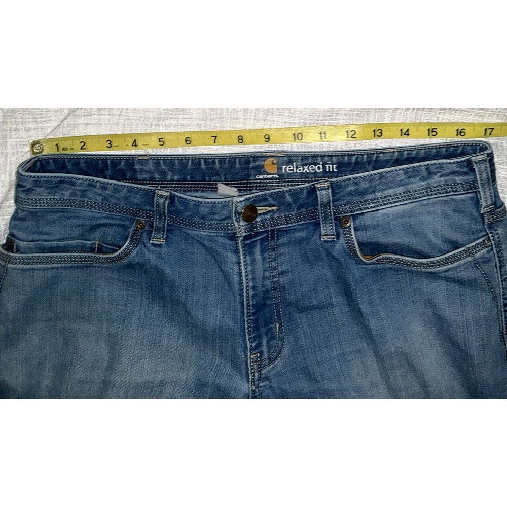 Carhartt Womens 12 Short Relaxed Fit Straight Leg Denim Blue Jeans - Picture 4 of 6